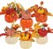 Set of 6 Artificial Pumpkins with Maple & Flowers Table Decor